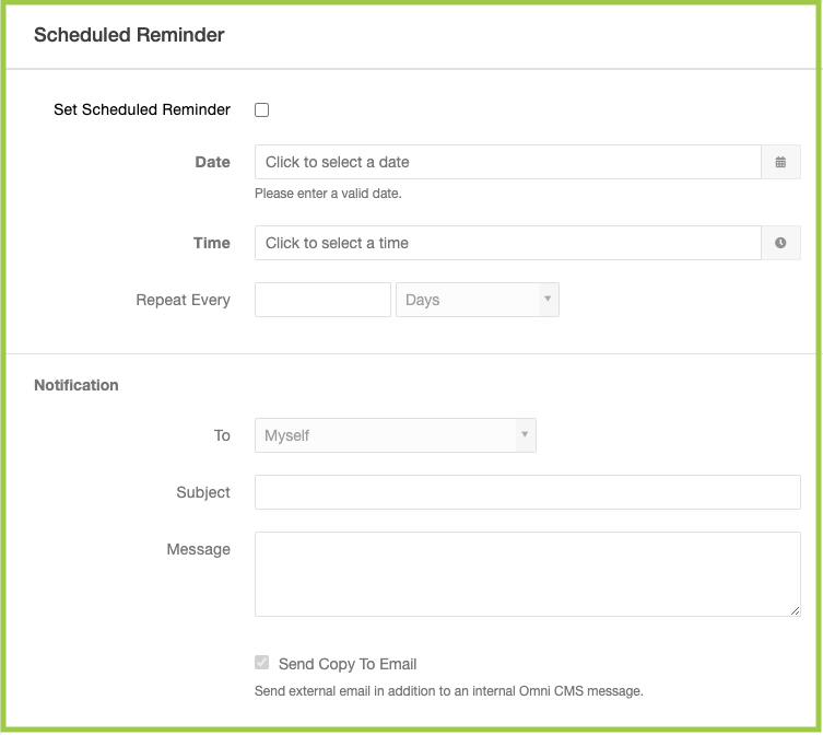 Reminders on Page Actions View