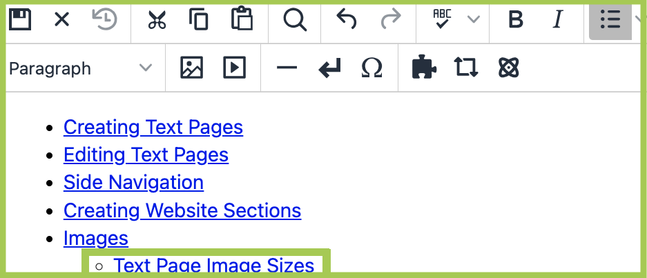 Screenshot of the Side Navigation file, highlighted the nested link.