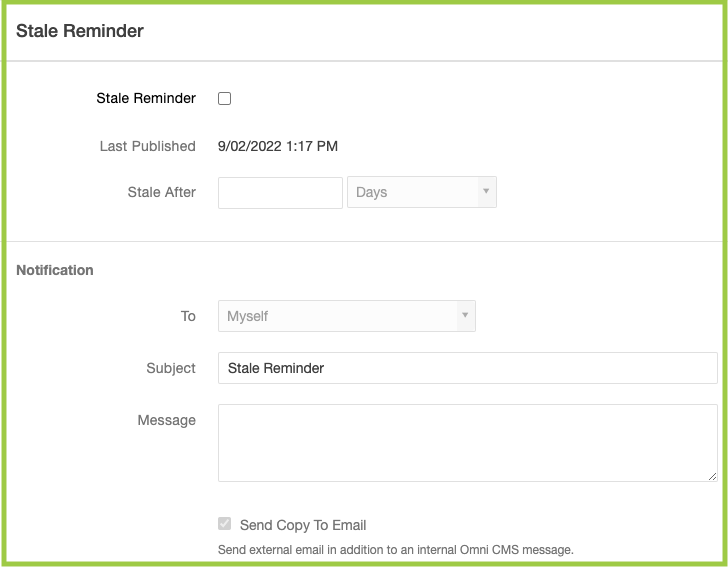 Stale Reminder on Page Actions View