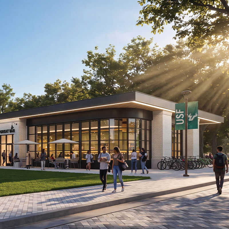 Conceptual rendering of on-campus retail