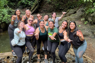 USF study abroad group shot posing in Costa Rica in the jungle