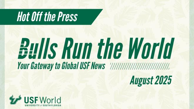 tan background with green text that says "bulls run the world August 2025"