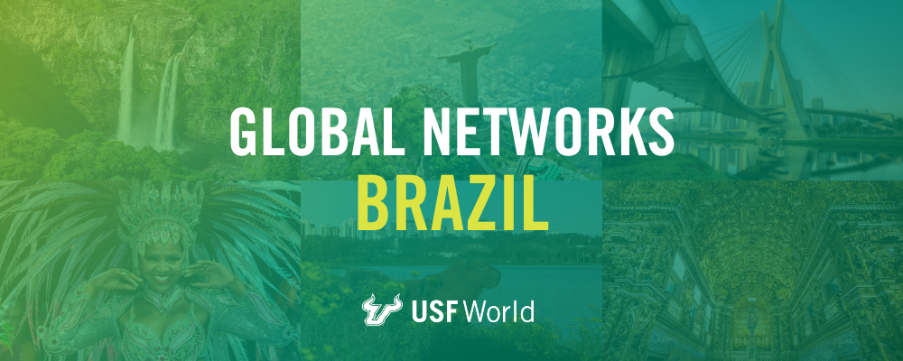 "USF Network Brazil" with collage of photos representing Brazil