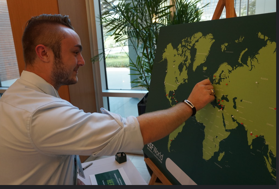 USF Fall Fulbright scholar pinning his home country on our world Fulbright map
