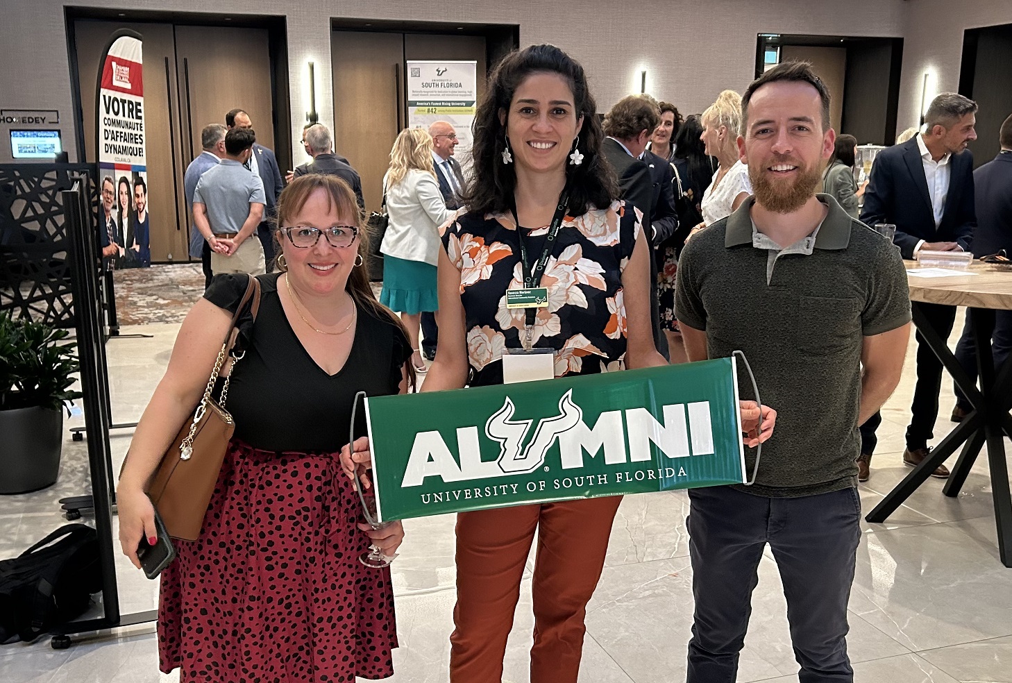 USF World Assistant Director for International Community Relations, Vanessa Martinez, with former USF-Concordia exchange students.