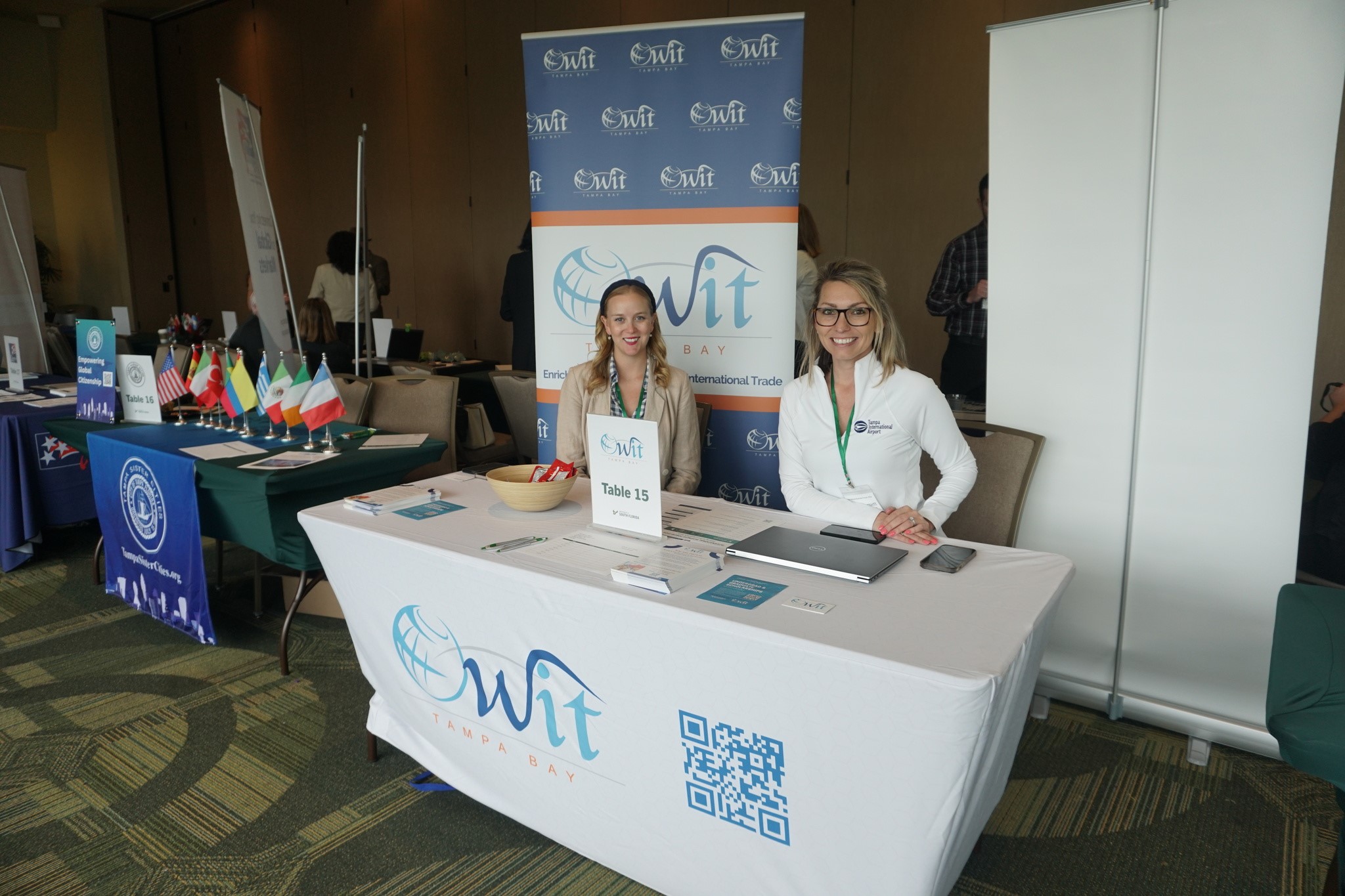 representatives from women in international trade (Tampa Bay chapter) at the International Business Fprum networking expo.