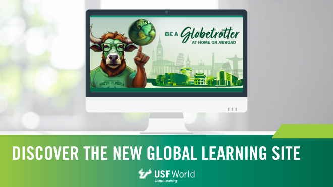 anthropomorphic bull with glasses spinning a globe on his finger with cityscape in the background