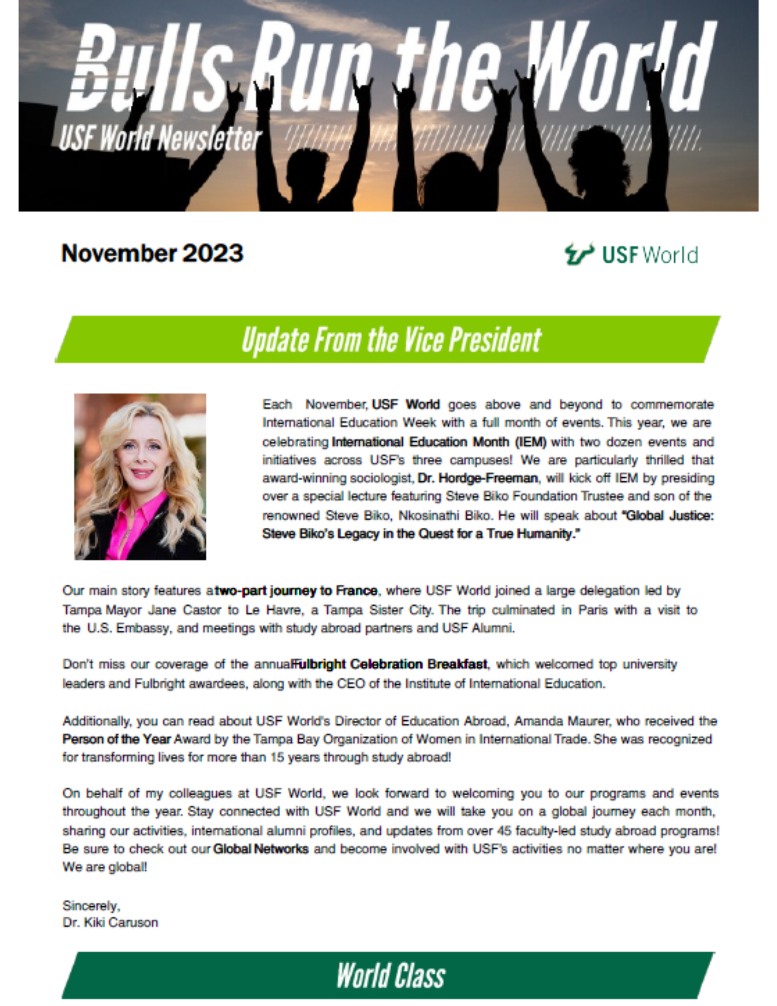 November 2023 issue of Bulls Run the World newsletter