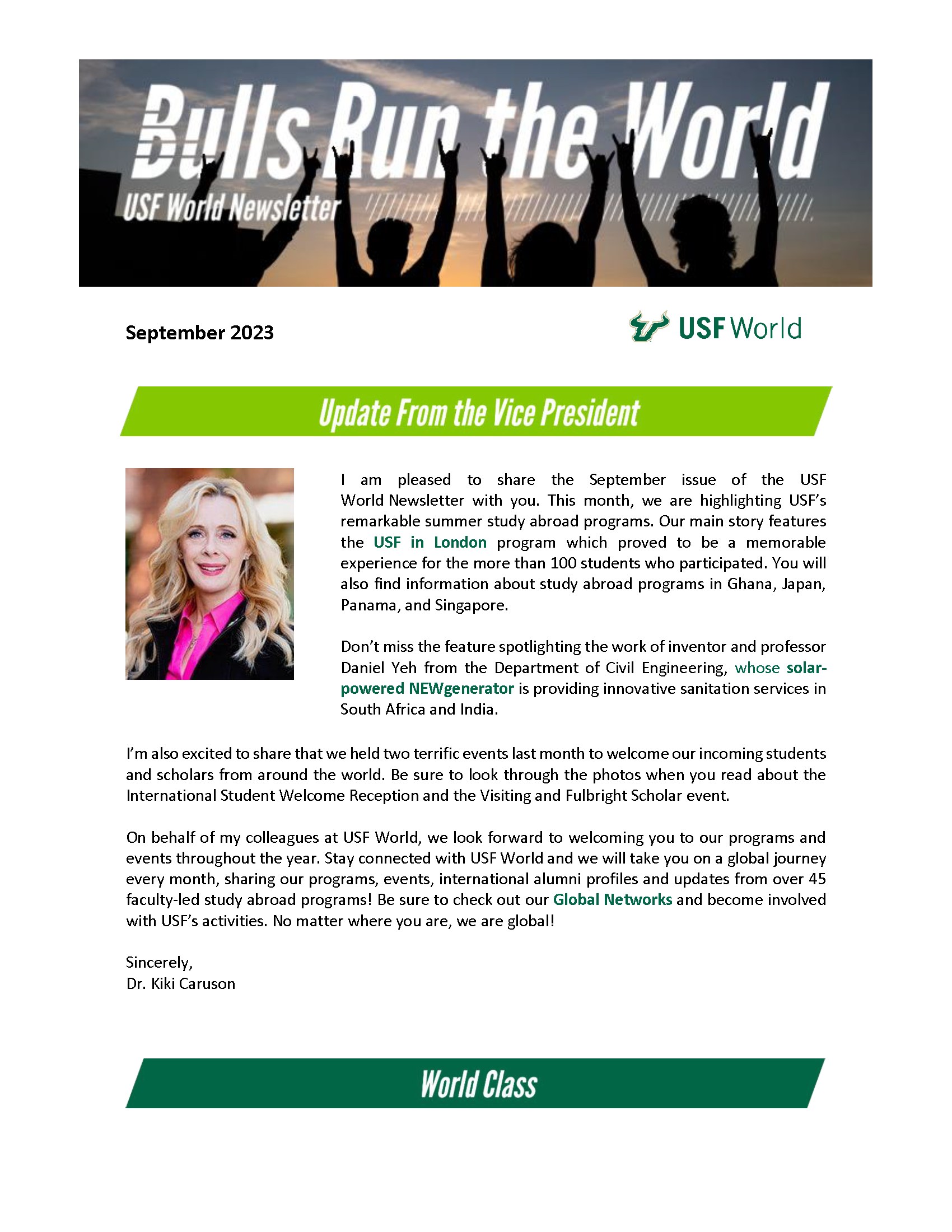 cover of September edition of Bulls Run the World newsletter