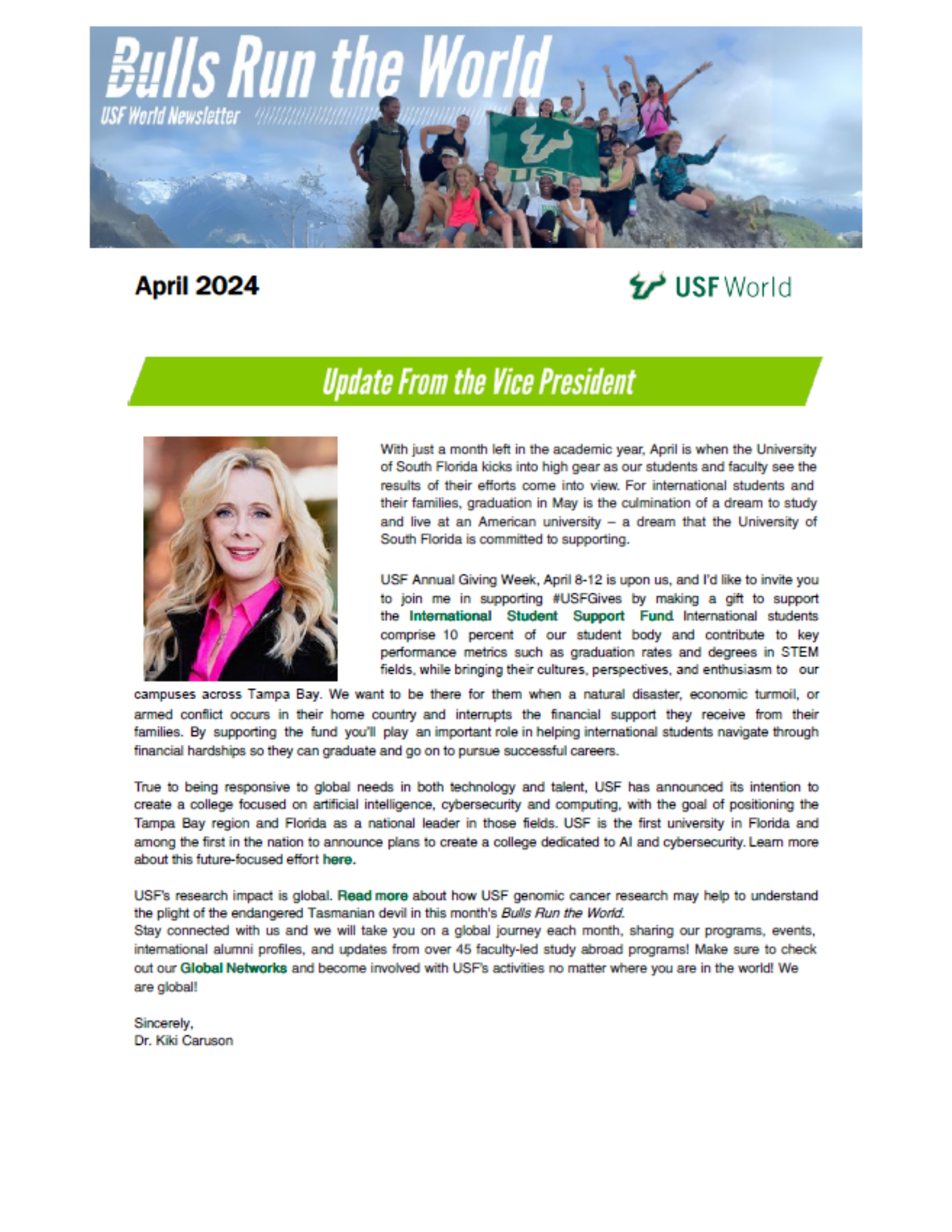 cover of April's Bulls Run the World Newsletter