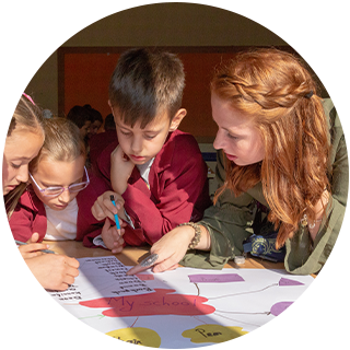 Person teaching children