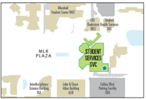 map of USF Tampa campus displaying SVC building