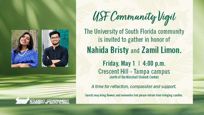 USF Community Vigil with the photos of Nahida and Zamil