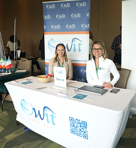 representatives from women in international trade (Tampa Bay chapter) at the International Business Fprum networking expo.