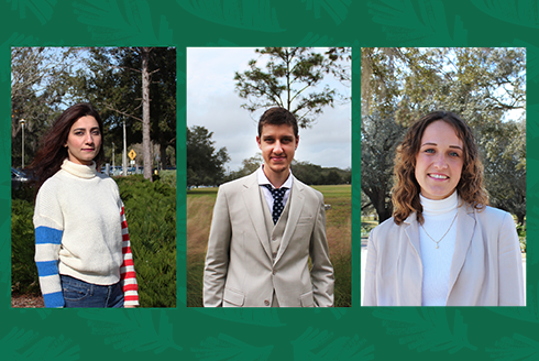 Three international students: Rida, Daniel, and Julia