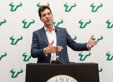 Richard Everitt speaks at podium