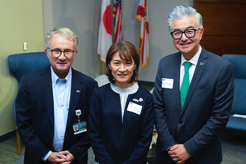 Three leaders in formal business attire