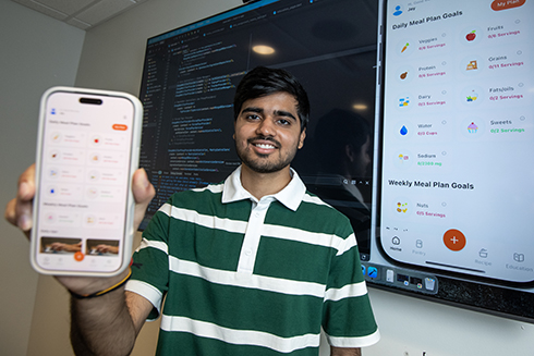 USF graduate student Jay Jariwala is developing MyFoodRx, an app that creates personalized recipes for patients with chronic conditions.