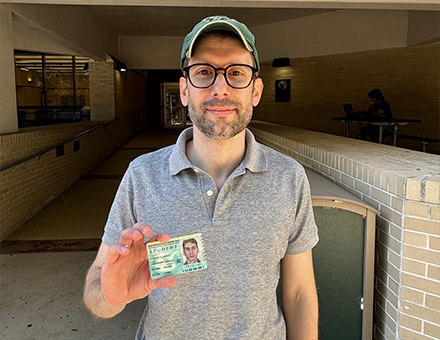 Carratt with his USF ID