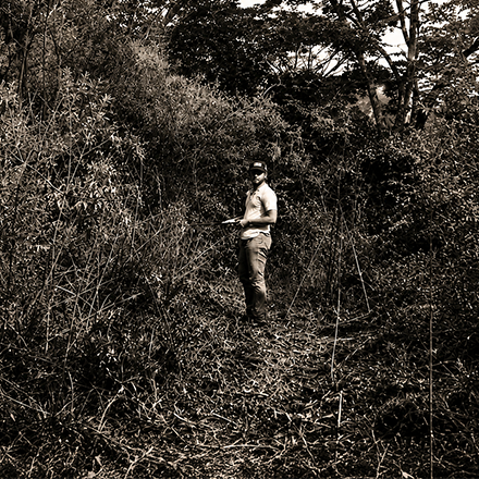A person in the trees