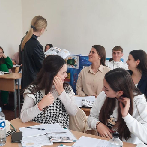 Herman teaching in class