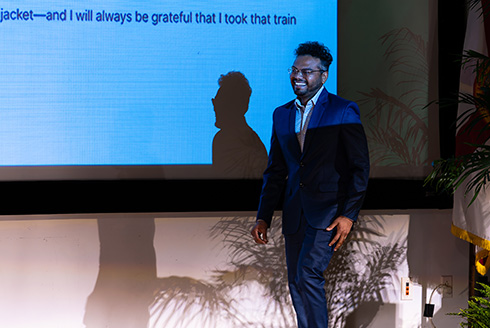 Mankar Vivek walks on stage