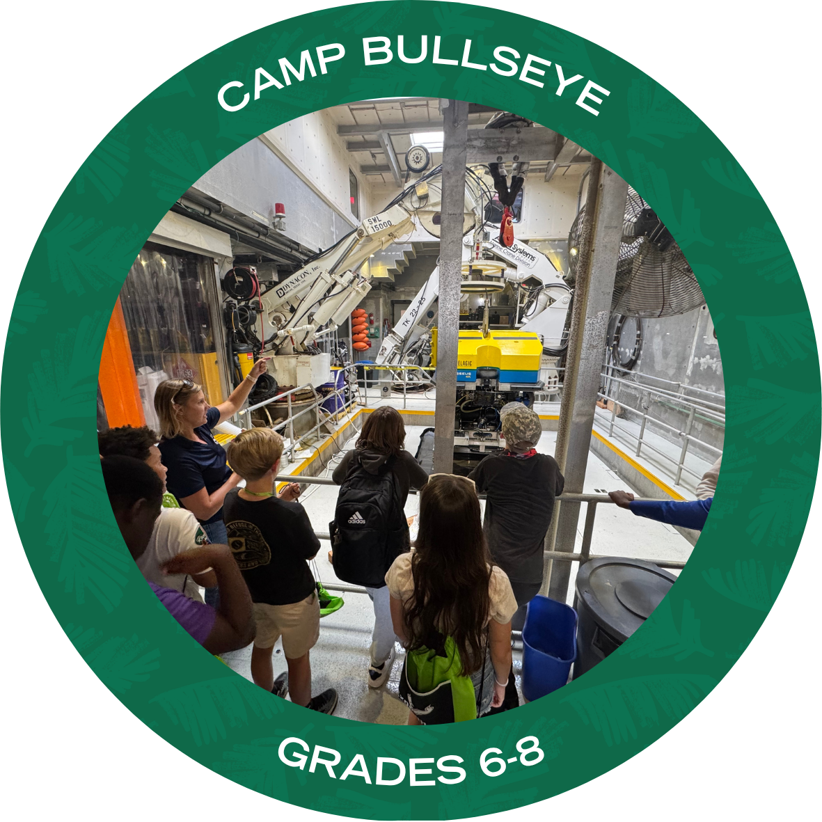 Camp Bullseye with text stating "Camp Bullseye Grades 7-8"