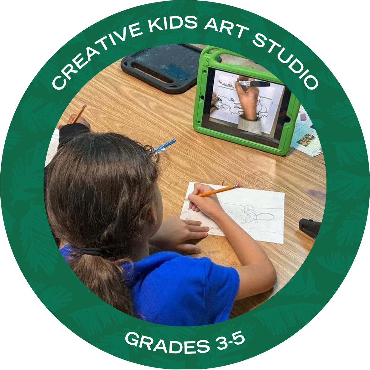 Creative Kids Art Studio with text stating "Creative Kids Art Studio Grades 3-5"