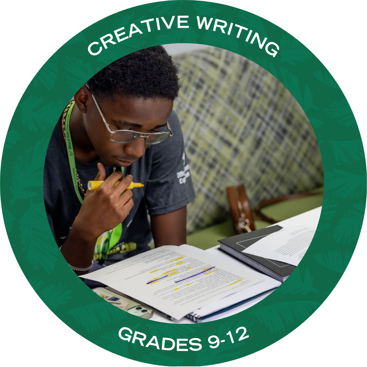 Creative Writing with text stating "Creative Writing Grades 9-12"