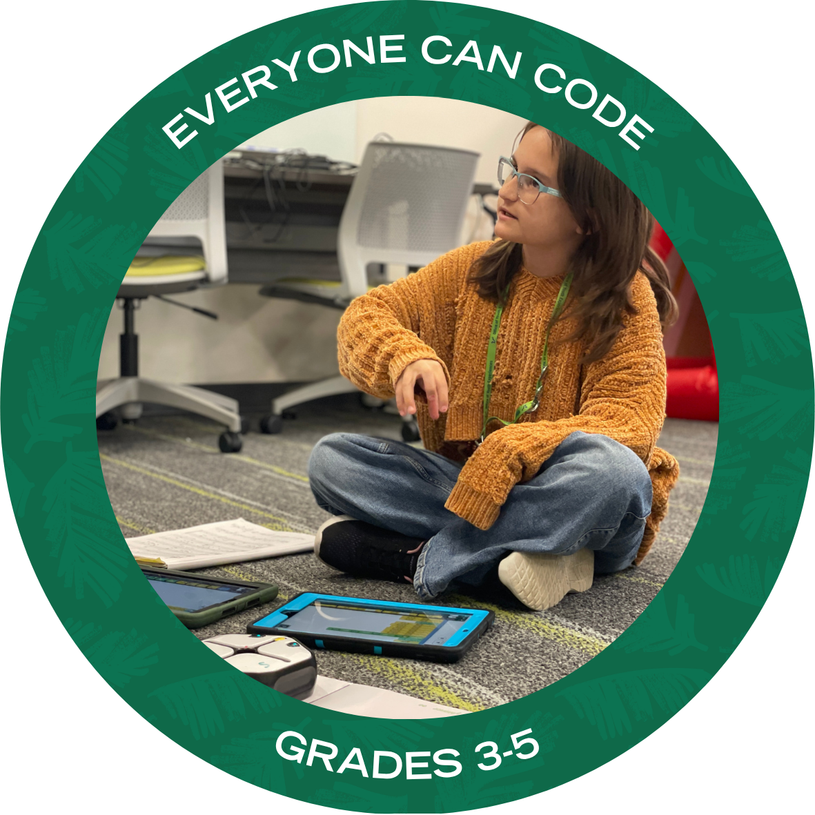 USF Everyone Can Code with text stating "USF Everyone Can Code Grades 3-5"