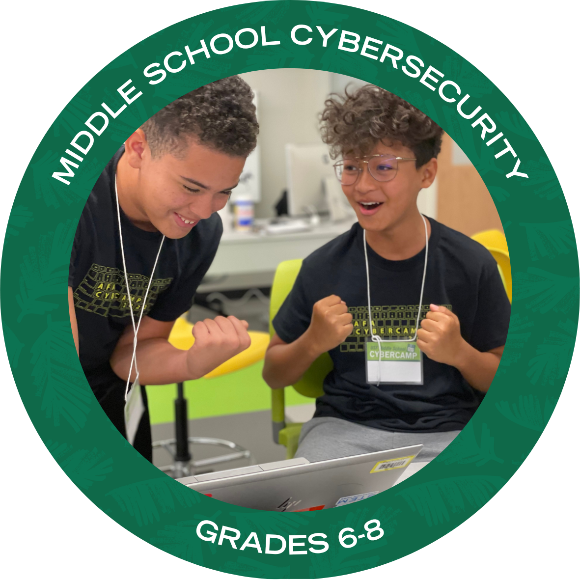 Middle School Cybersecurity with text stating "Middle School Cyberscurity Grades 6-8"