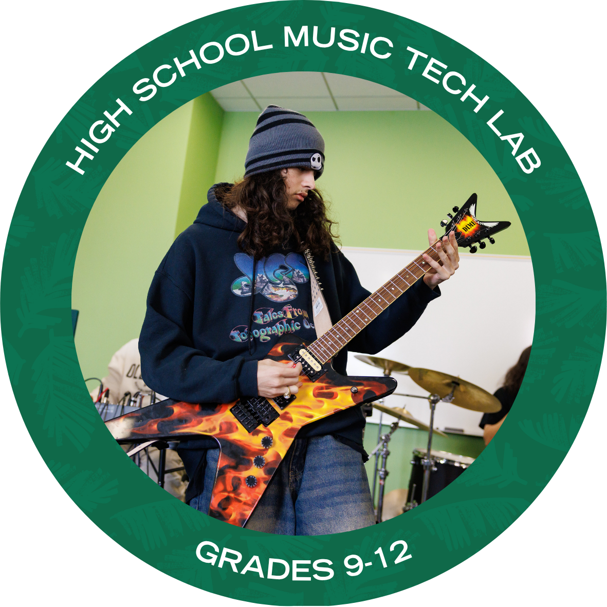 High School Music Tech Lab with text stating "High School Music Tech Lab Grades 9-12"